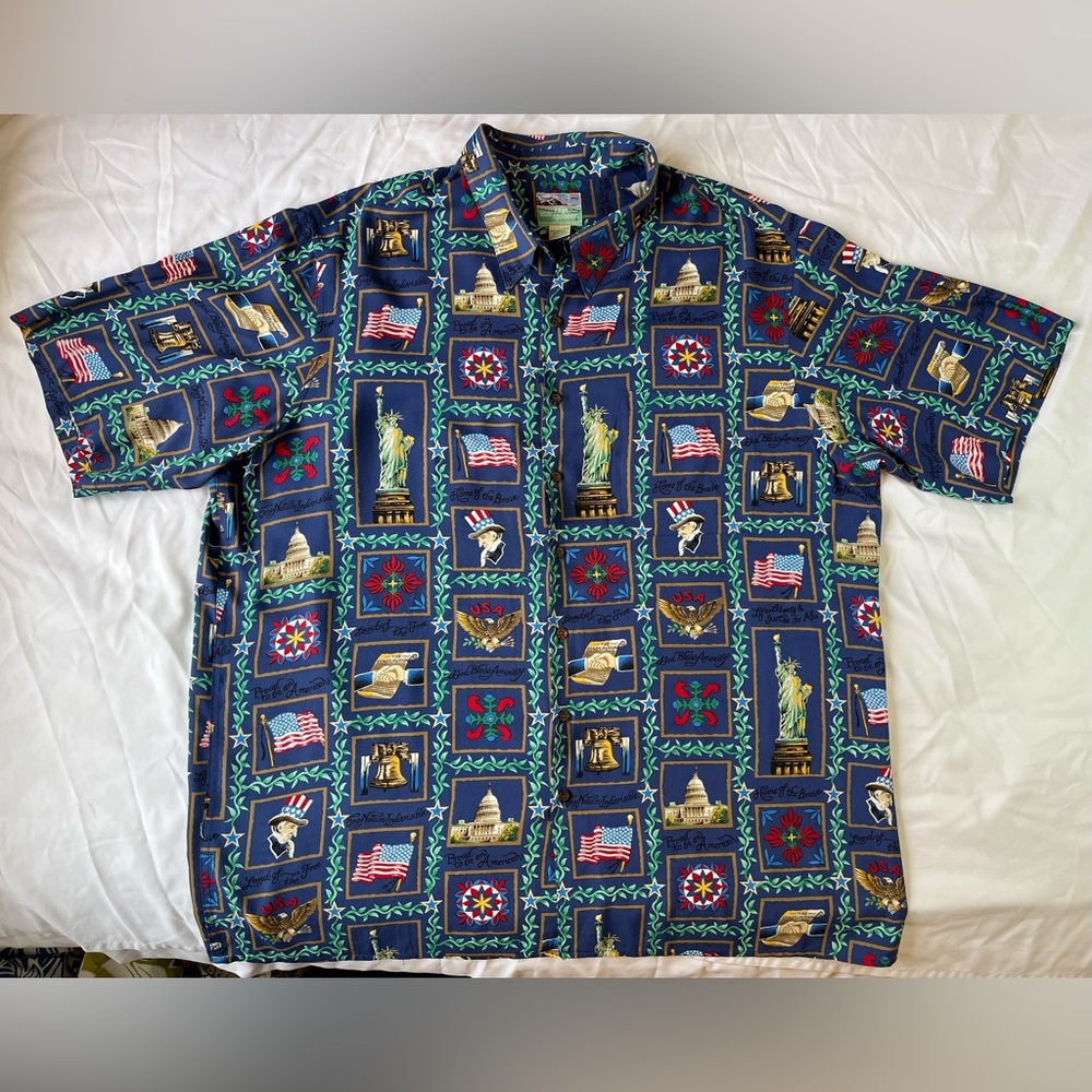 Vtg Reyn spooner shirt XXXL Hawaiian 4th July USA Constitution Patriotic